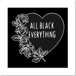 All Black Everything Emo Heart Rose Gothic Punk Grunge Tattoo Aesthetic Posters and Art